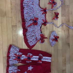 4th of July Toddler 3T pageant outfit with hairbows
